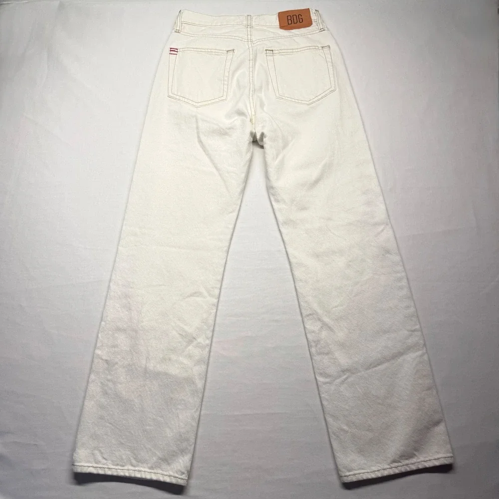 BDG Cowboy Jeans 27 White Ecru High Rise Straight Leg Western Core Retro Iconic